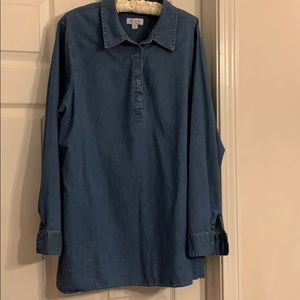 Ladies Denim & Co XL Soft Denim LS Tunic